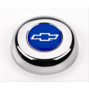 Grant Hupenknopf Chrom mit blauem Chevrolet Bowtie Logo